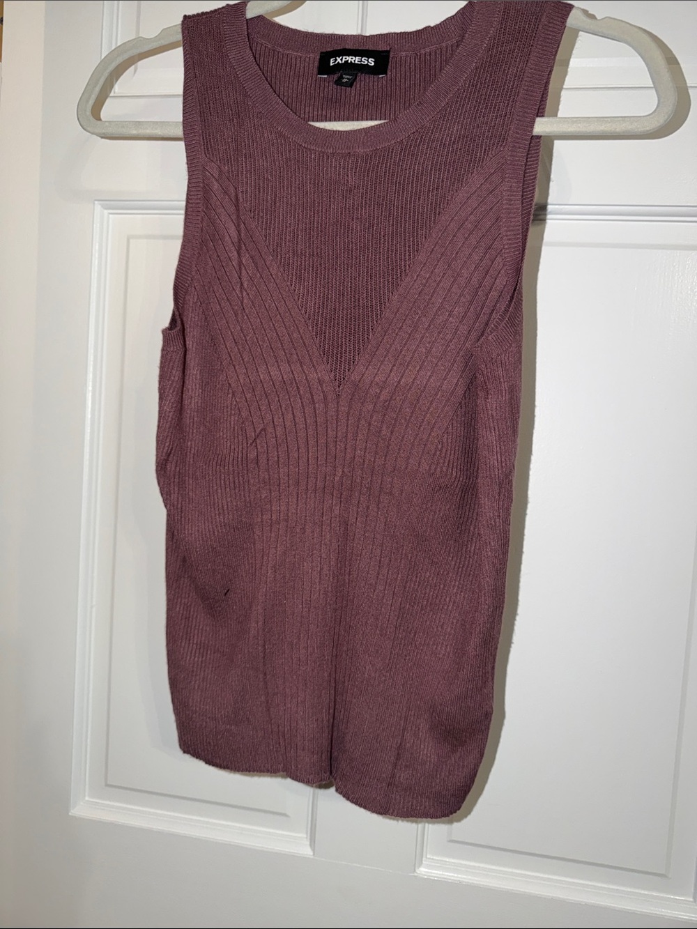 Express Ribbed Sleeveless Knit Top - Mauve